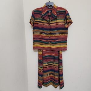 SAG HARBOR Southwestern Stripes 2pc Dress with Jacket sz 12‎ Vintage Multicolor